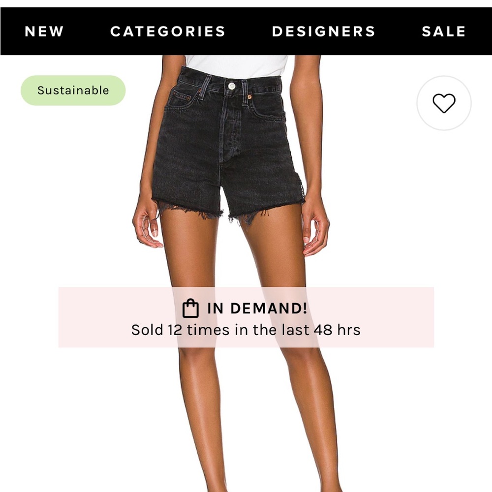 Agolde Black High Rise Shorts - Picture 4 of 4